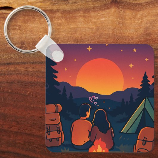 Romantische Camping Sunset - Sleutelhanger (Voorkant)