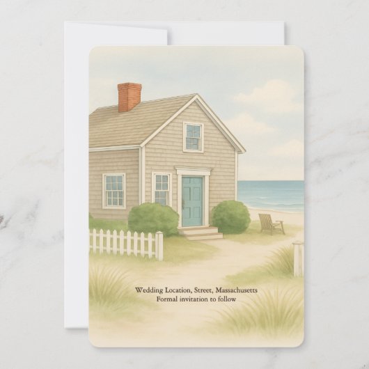 Romantische Cape Cod Zacht Blauw Kustbestemming Kaart (Achterkant)