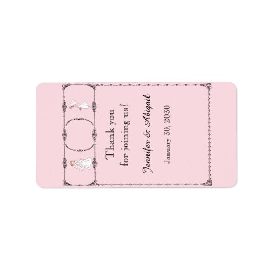 Romantische Cartoon Bruiden Bruiloft Lip Balm Labe Etiket (Voorkant)