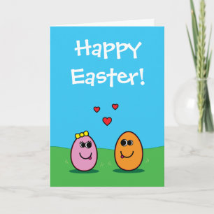 Romantische Cartoon Easter Egg Paar Partner Feestdagen Kaart