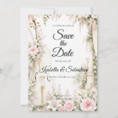 Romantische Cellotuin Sereniteit Bruiloft Save The Date (Voorkant)