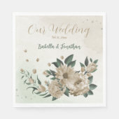 romantische champagne bloemen groen bruiloft servet (Voorkant)