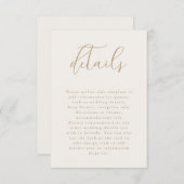 Romantische champagne en gouden bruiloft details informatiekaartje (Voorkant / Achterkant)