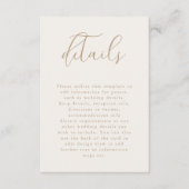 Romantische champagne en gouden bruiloft details informatiekaartje (Voorkant)