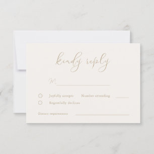 Romantische champagne en gouden bruiloft RSVP kaartje