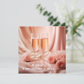 Romantische Champagne en Rozen Gelukkige Valentijn Kaart (Staand voorkant)
