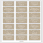 Romantische Champagne Gold Colour Guest Adresetike Sticker (Vel)