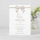 Romantische Champagne Jewel Bow Baby shower Kaart (Staand voorkant)