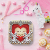 💍 Romantische Cherubijnse Liefde 💘 Elegante Brui Papieren Bordje (Feest)