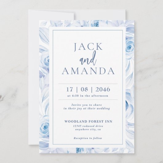 Romantische Chic Bloemen Huwelijksuitnodigingen Ka Kaart (Voorkant)