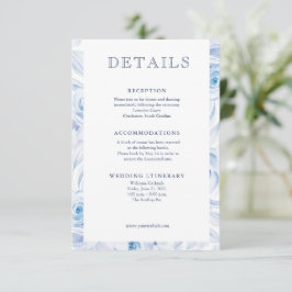 Romantische Chic Classic Blue Floral Enclosure Kaa Informatiekaartje