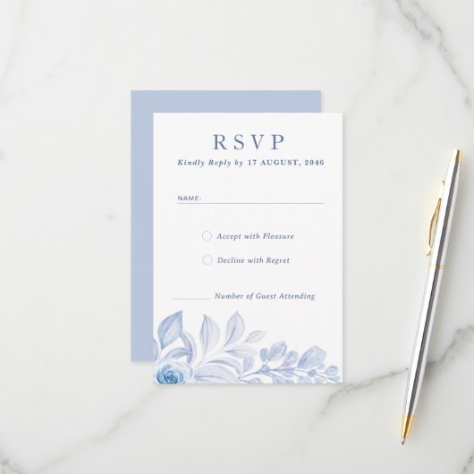 Romantische Chic Classic Floral RSVP Respons Kaart (Voorkant / Achterkant in situ)