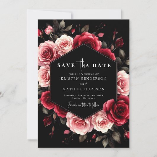 Romantische Chic Crimson Red Wedding Save The Date (Voorkant)