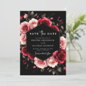 Romantische Chic Crimson Red Wedding Save The Date (Staand voorkant)