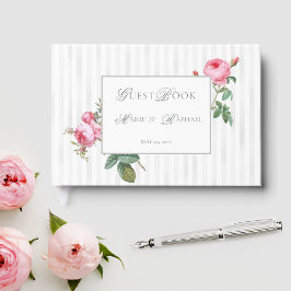 Romantische chic Franse roos botanische bruiloft Gastenboek