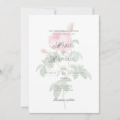 Romantische chic Franse roos botanische bruiloft Kaart (Voorkant)