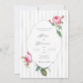 Romantische chic Franse roos botanische bruiloft Kaart (Voorkant)