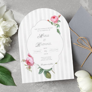 Romantische chic Franse roos botanische bruiloft Kaart