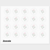 Romantische chic Franse roos botanische bruiloft Ronde Sticker (Vel)