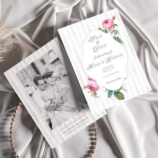 Romantische chic Franse roos botanische bruiloft Save The Date
