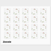 Romantische chic Franse roos botanische bruiloft Vierkante Sticker (Vel)