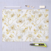 Romantische Chic Goud Witte Bloemachtige Bruiloft Tissuepapier (Craft)