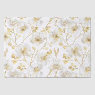 Romantische Chic Goud Witte Bloemachtige Bruiloft Tissuepapier