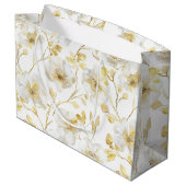 Romantische Chic Goud Witte Bloemrijke Bruids Brui Groot Cadeauzakje (Achterkant Gekanteld)