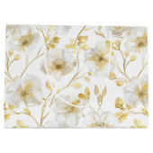 Romantische Chic Goud Witte Bloemrijke Bruids-Show Groot Cadeauzakje (Achterkant)