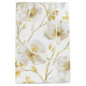 Romantische Chic Goud Witte Bloemrijke Bruids-Show Medium Cadeauzakje (Voorkant)