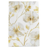 Romantische Chic Goud Witte Bloemrijke Bruids-Show Medium Cadeauzakje (Achterkant)