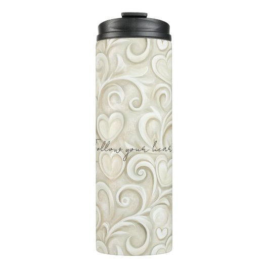 Romantische chic hartkrullen thermosbeker (Voorkant)