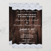 Romantische Chic Kant en Rustiek Donker Hout Kaart (Voorkant / Achterkant)