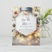 Romantische Chic Mason Jar Bruiloft Save The Date (Staand voorkant)