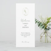 Romantische Chic Monogrammed Initialen Bruiloft Programmakaart (Staand voorkant)