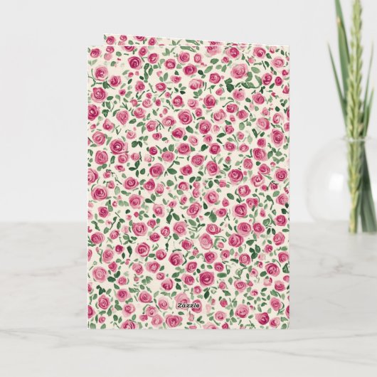 Romantische Chic Pink Roses Floral Forever Love Kaart (Achterkant)