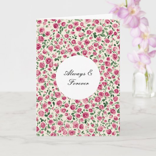 Romantische Chic Pink Roses Floral Forever Love Kaart (Orchidee)