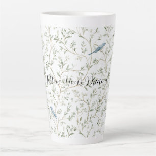 Romantische Chic Pretty Blauwe Vogels Bloemen Latte Mok