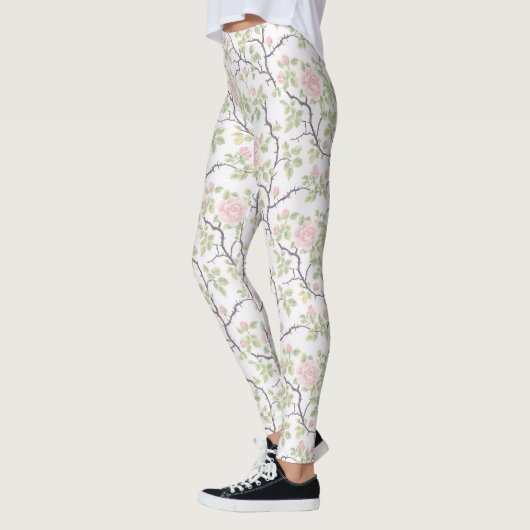 Romantische chic roze bloemen leggings (Links)