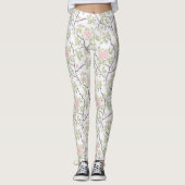 Romantische chic roze bloemen leggings (Voorkant)