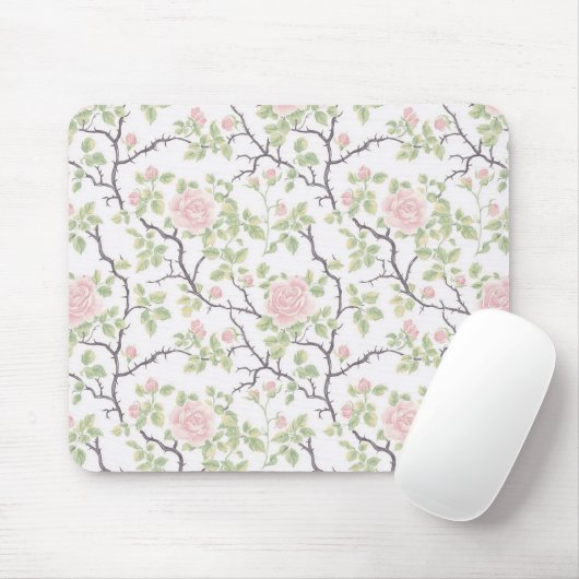 Romantische chic roze bloemen muismat (Met muis)