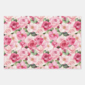 Romantische chic roze rozen bloem inpakpapier vel (Voorkant 3)