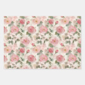 Romantische chic roze rozen bloem inpakpapier vel (Voorkant 2)