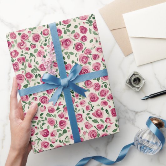 Romantische Chic Rozen Bloemen Cadeaupapier (Geschenken)