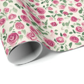 Romantische Chic Rozen Bloemen Cadeaupapier (Rol Hoek)