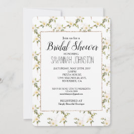 Romantische chic witte bloemen bruidsmeisjesfeest kaart