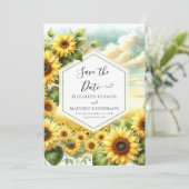 Romantische Chic Zonnebloem Huwelijk Save The Date (Staand voorkant)