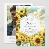 Romantische Chic Zonnebloem Huwelijk Save The Date (Voorkant / Achterkant)