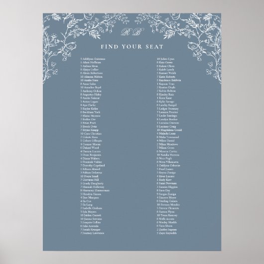 Romantische Chinoiserie Antiek Blauwe Zitting Graf Poster (Voorkant)