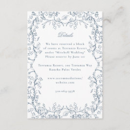 Romantische Chinoiserie Antiek Franse Blauwe Huwel Informatiekaartje